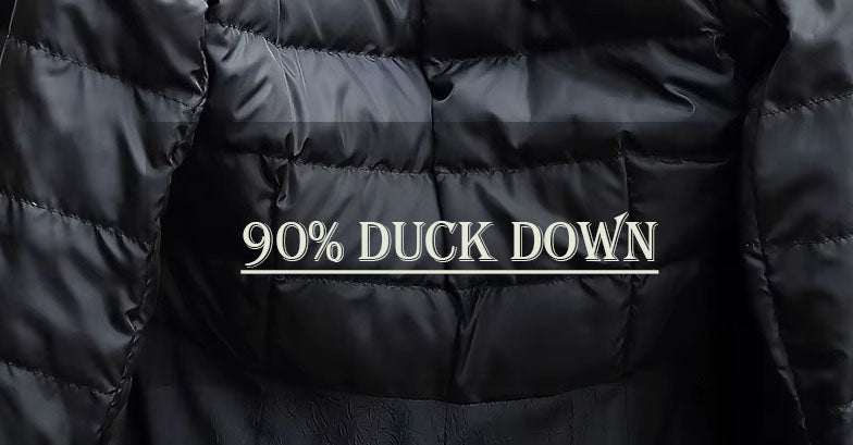 Detachable lining of the Women's Goatskin Down Coat. Filled with 90% duck down for lightweight insulation and warmth. Borcelleclothes.