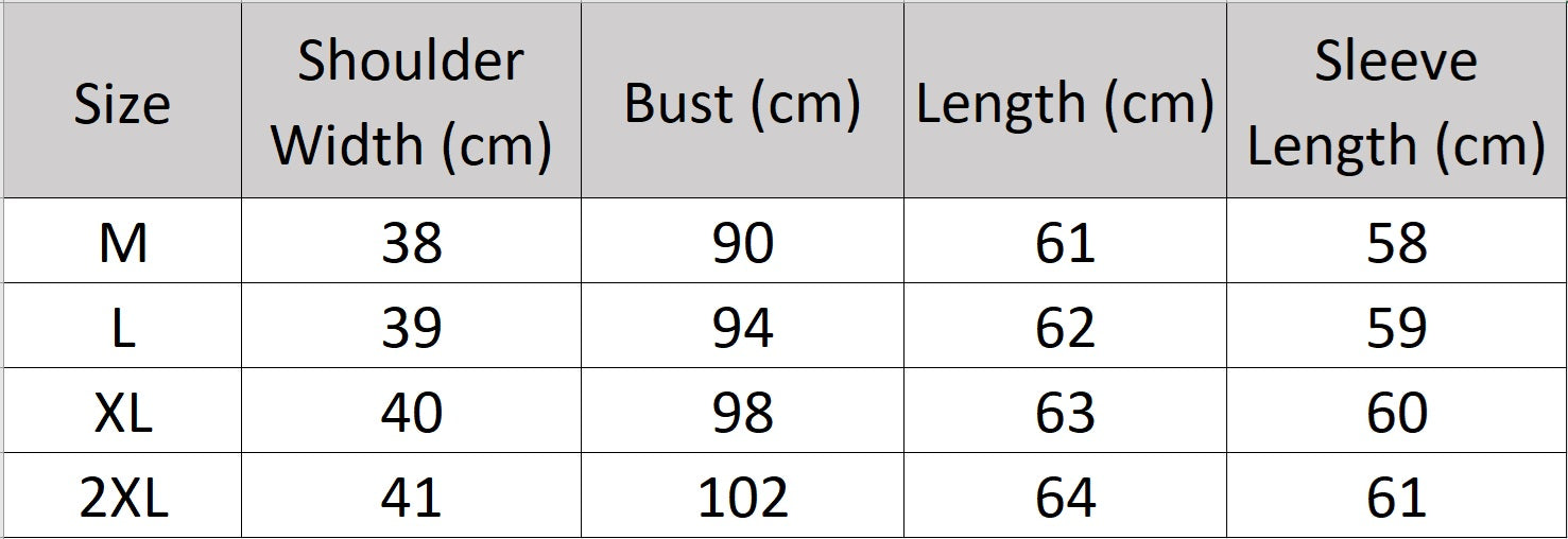 Women's size-chart for a jacquard silk blouse with curved placket, fabric-covered buttons, and stepped cuffs. From Borcelleclothes.