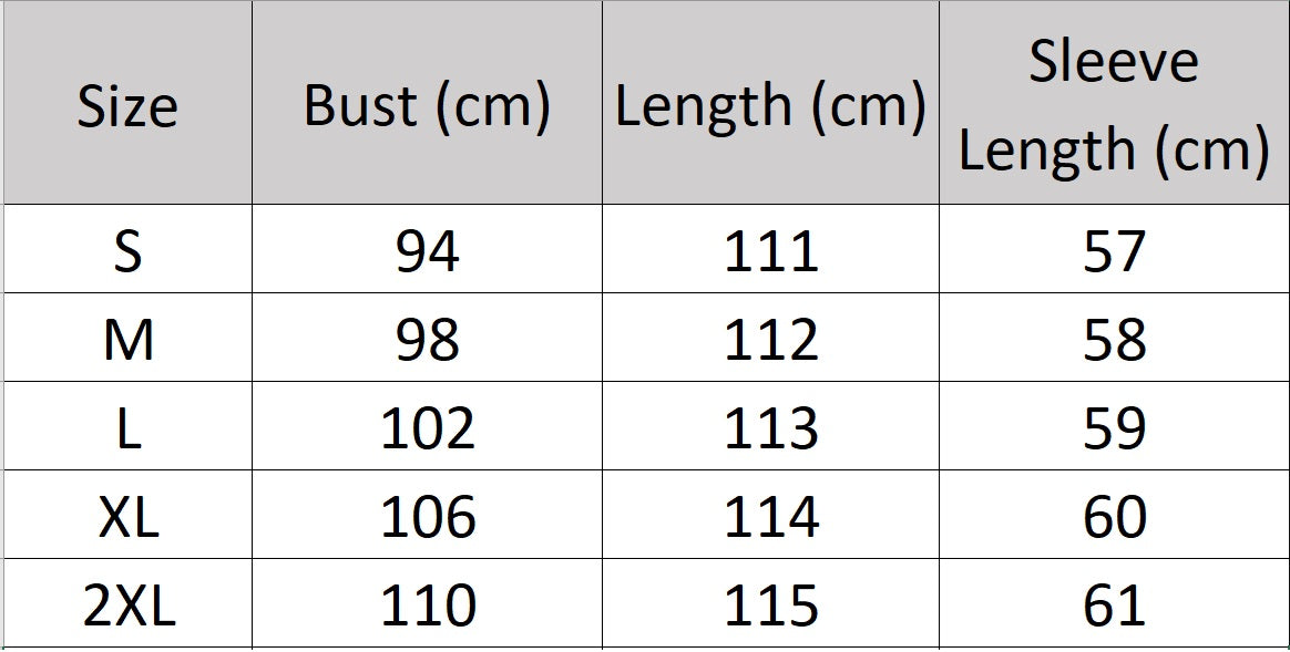 Women's size chart for a Leather Outer Space Trench. Crafted from 100% sheepskin in a deep Outer Space hue, featuring a structured double-breasted front, contrast leather trim, decorative tabs, and a commanding silhouette. Borcelleclothes.