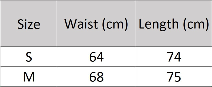 Women's size chart for a  mid-length A-line silk skirt in Lemon Grass with subtle leaf pattern, featuring discreet side pockets and invisible back zipper. From Borcelleclothes.
