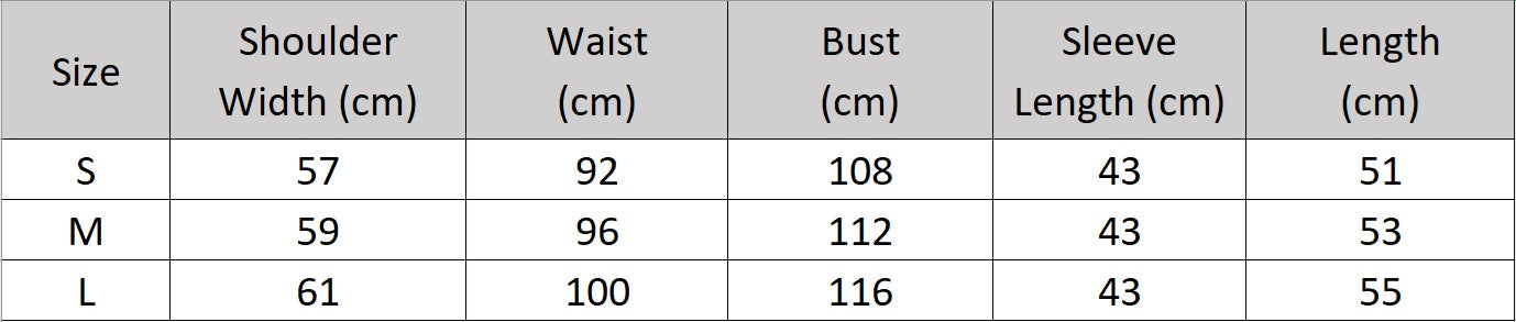 Women's size chart for a Linen cardigan with vertical lace knit, dropped shoulders, contrast buttons, and ribbed trim—lightweight, structured, and refined. From Borcelleclothes.