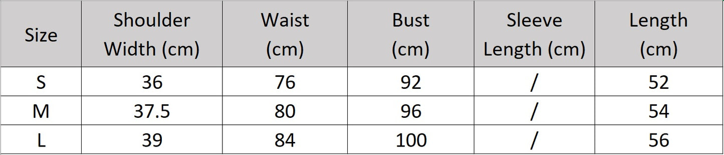 Women's size chart for a linen lace vest with vertical stockinette and lace stripes, contrast ribbed trim, and a single patch pocket—minimal, structured, and quietly striking. From Borcelleclothes.