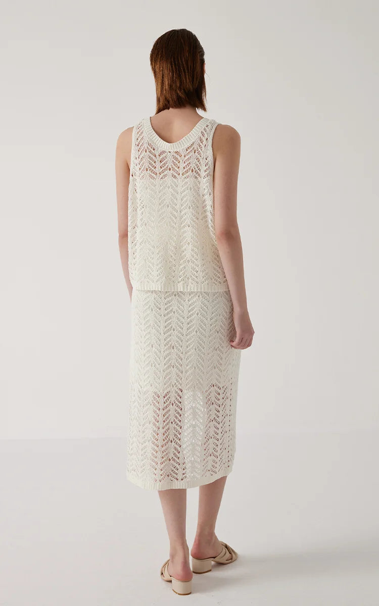 Full back view of the Pearl Bush top worn by model, showing its relaxed silhouette. From Borcelleclothes.