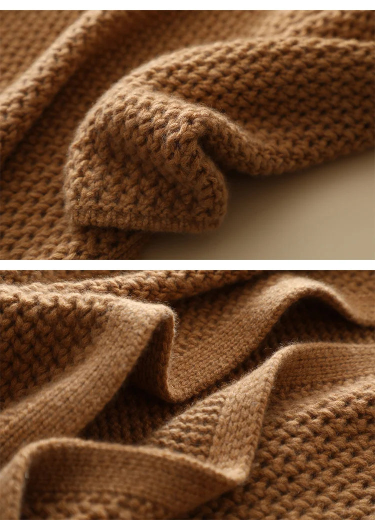 Fox-color cardigan collage highlighting cuff and wave-folded plackets— From Borcelleclothes.