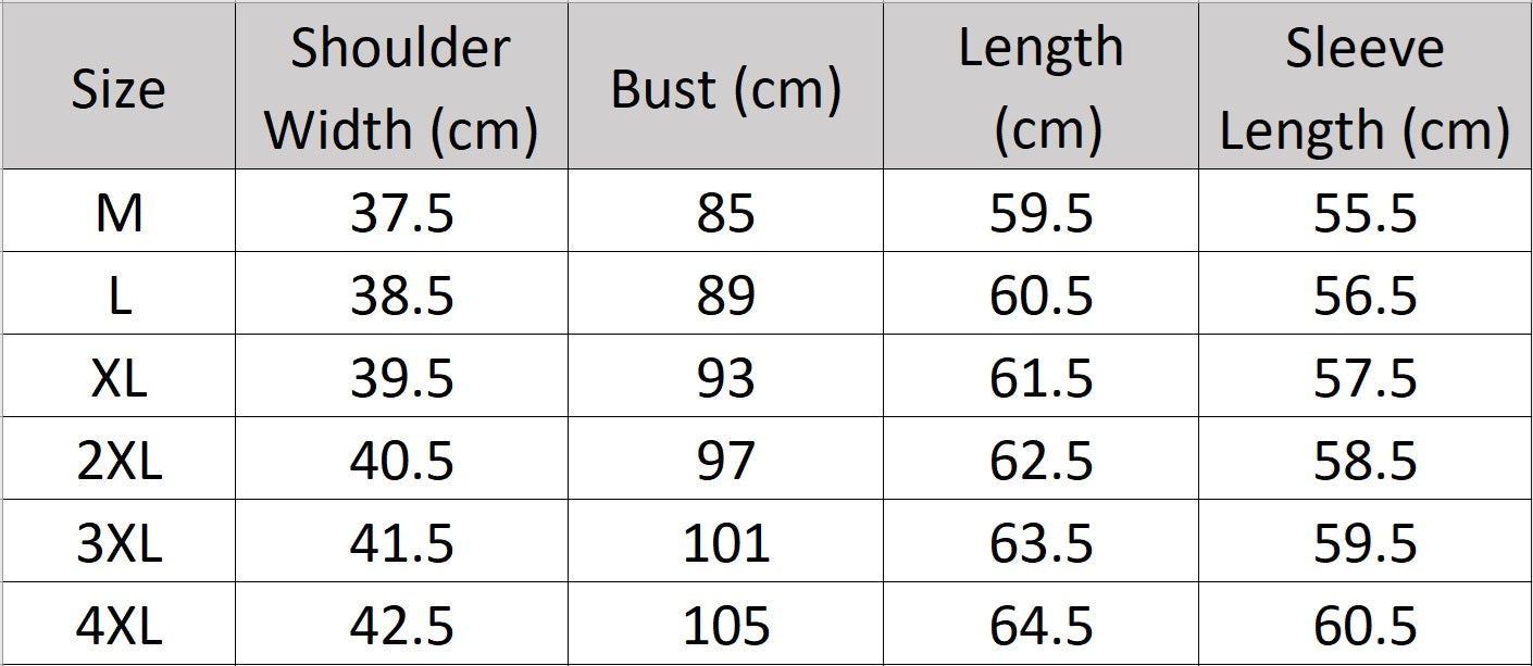 Women's size chart for Long Sleeve Mercerized Cotton T-Shirts, featuring crew neck and V-neck designs, long sleeves, and a sleek solid pattern. Made from luxuriously soft mercerized cotton for a refined look. From Borcelleclothes.