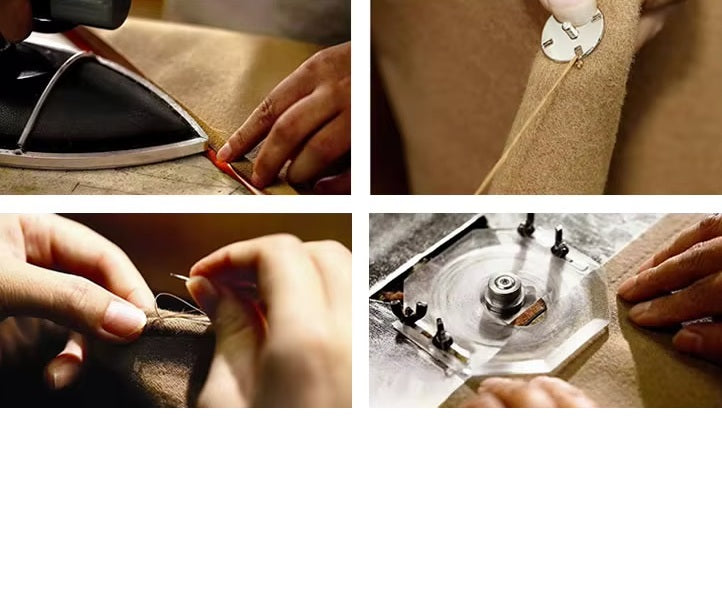 Behind-the-scenes look at the manufacturing process of the Women's Minimalist Long Wool Coat in Vanilla, showcasing the craftsmanship and attention to detail. From Borcelleclothes.