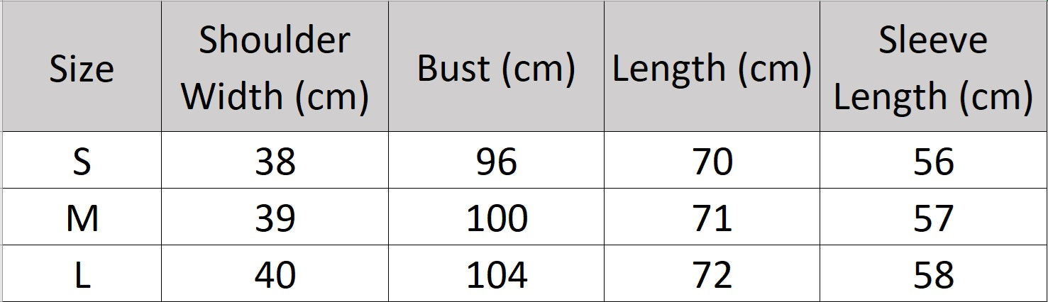 Women's size chart for a Mulberry Silk Jacquard Shirt, featuring a subtle dot pattern and center back pleat, crafted from luxurious 100% Mulberry silk for a refined and elegant look. From Borcelleclothes.