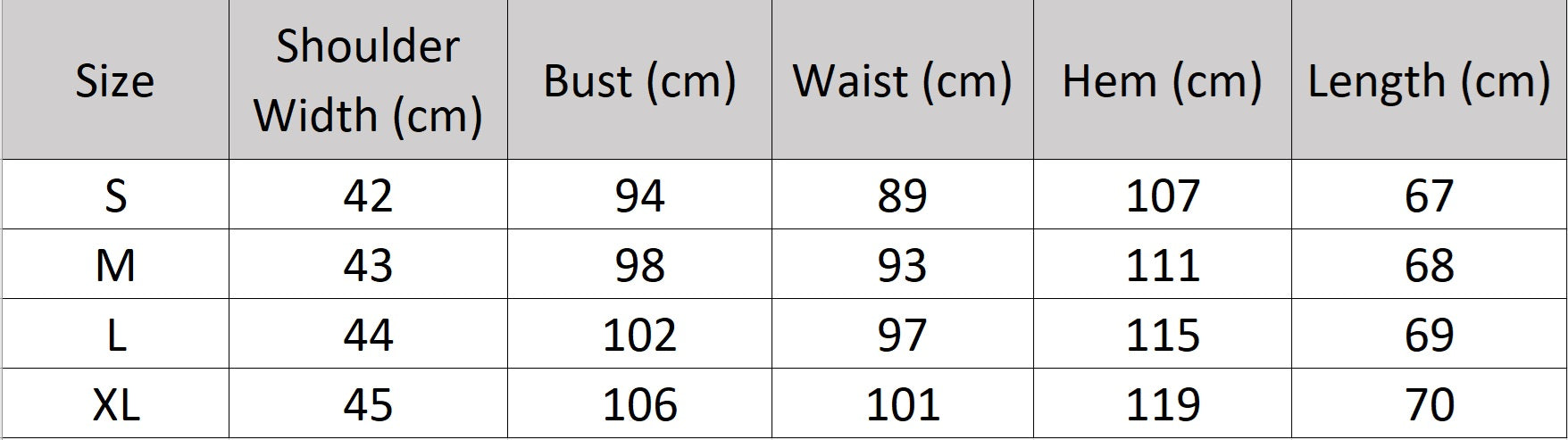 Women’s size chart for an Onyx Sleeveless Blazer with thigh-length cut, notch lapels, and single tonal button, defined by bold minimalism. From Borcelleclothes.