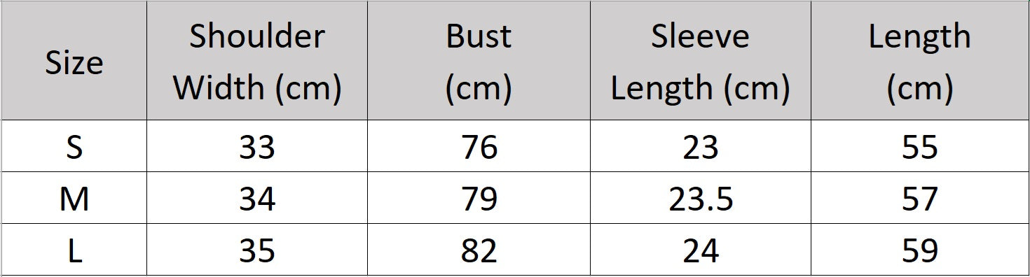 Women’s size chart for a slim-fit Merino wool and silk top in White Lilac with soft oval neckline and delicate rhinestone fringe detail. From Borcelleclothes.