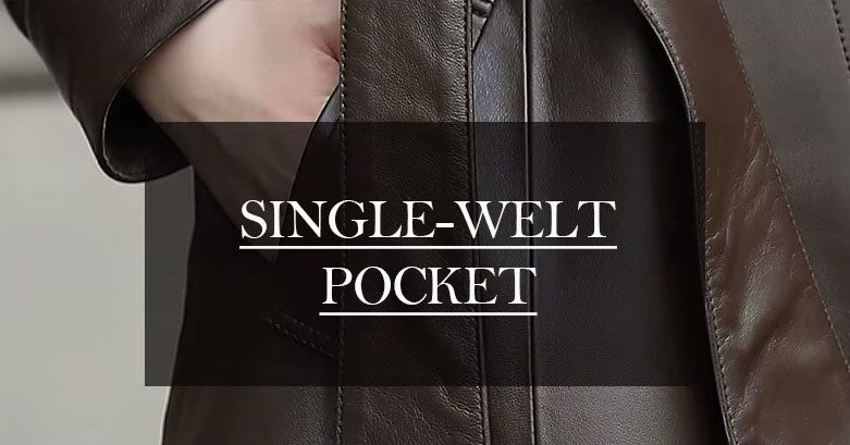 Women's Sheepskin Down Coat in Eclipse. Model’s hand in the pocket highlights the seamless leather construction and refined details. Borcelleclothes.