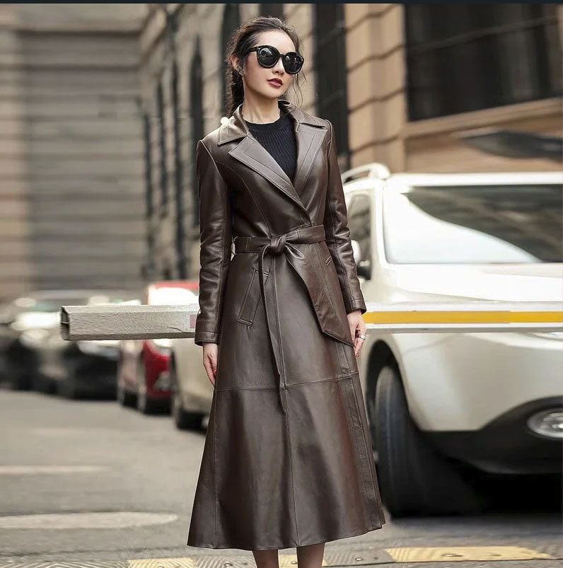 Option of a Women's Sheepskin Down Coat in Eclipse without Racoon Fur and Down lining. From Borcelleclothes.