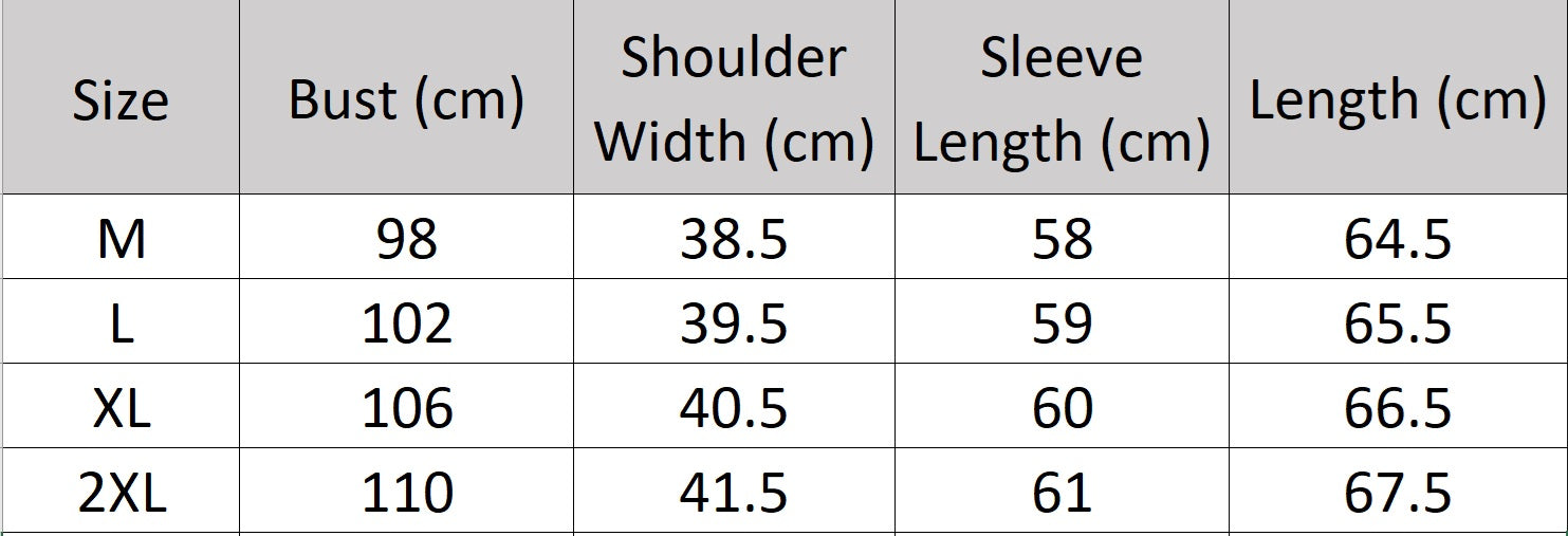 Women's size-chart for a 100% Mulberry silk crepe de chine shirt with pastel floral print, notched collar, and flap pockets. From Borcelleclothes.