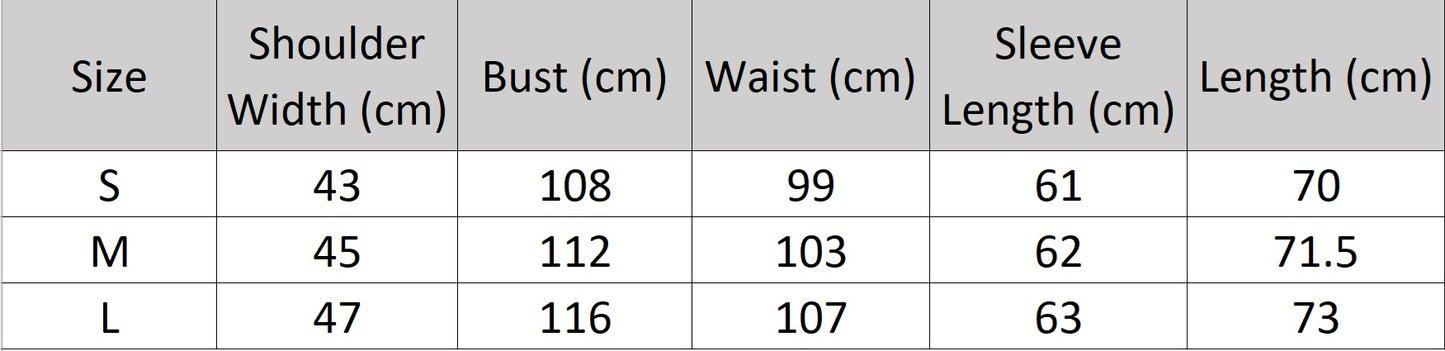 Women’s size chart for a double-breasted blazer in Silver Pink and Davy Grey with contrast lapels and decorative stitching. From Borcelleclothes.