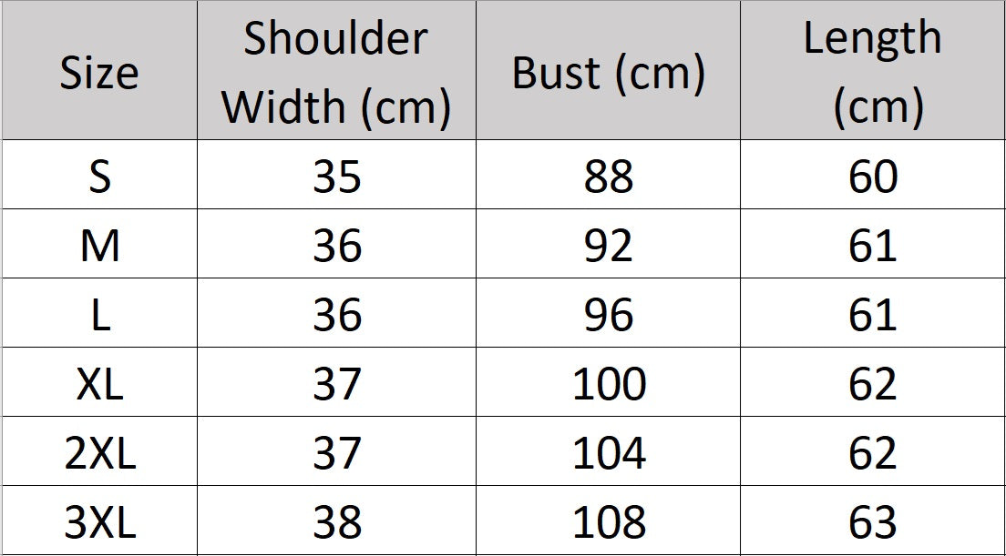 Women's size chart for Slim Fit Mercerized Cotton T-Shirts, featuring a sleek solid pattern, classic crew and V-neck designs, and short sleeves for versatile styling. Made from 100% mercerized cotton for a soft, smooth finish. From Borcelleclothes.