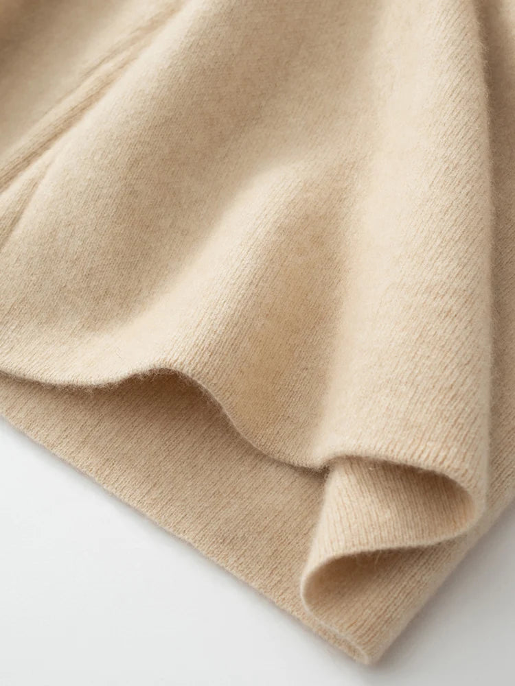 Bottom hem detail of Desert Sand Alashan cashmere trousers — From Borcelleclothes.