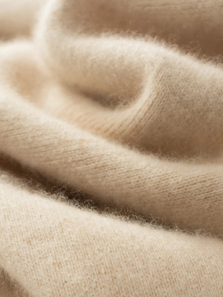 Wave-folded fabric detail of Desert Sand Alashan cashmere trousers — From Borcelleclothes.