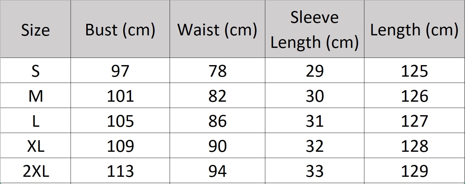 Women’s size chart for a Mulberry silk ensemble in Glacier color, featuring a straight-cut camisole and a sheer chiffon outer layer with a high collar and side button closure. From Borcelleclothes.