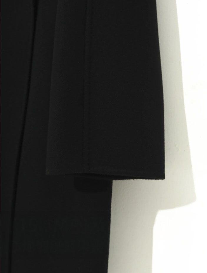 Close-up of sleeve cuff of a Women's Wrap Cashmere coat in Onyx. From Borcelleclothes.