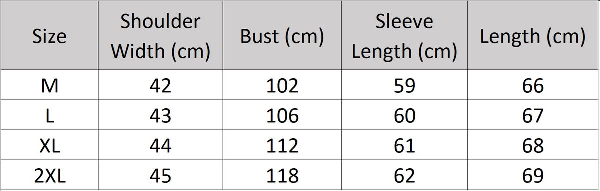Men’s size chart for a Button Placket Cashmere Sweater, with placket detail and textured shoulder panels, regular fit — From Borcelleclothes.