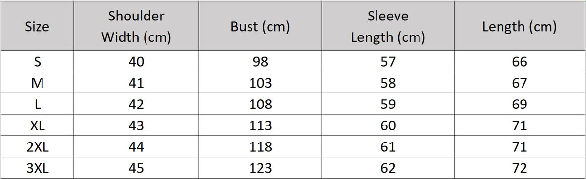 Men’s size chart for a double-faced fine wool sweater with a lighter contrast inner layer; two layers seamlessly knitted together in tonal harmony — From Borcelleclothes.