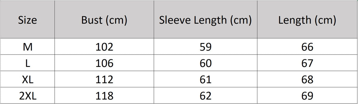 Men's size chart for a Heavyweight cashmere zip cardigan. 620g English rib knit, turn-down collar, and substantial drape. — From Borcellelothes.