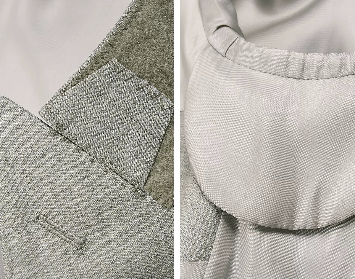 Interior tailoring details showing melton wool undercollar and armhole sweat shields — From Borcelleclothes.