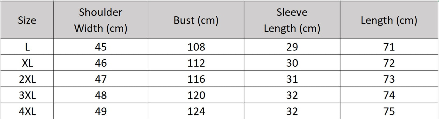 Men's size chart for a short-sleeve shirt in Film Exposure color, with a pointed collar, made of authentic printed Xiangyunsha mulberry silk jacquard.  — From Borcelleclothes.