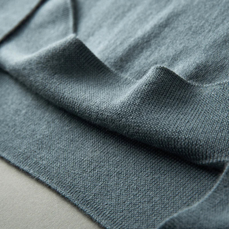 Unfolded 1x1 ribbed bottom hem of the Sea Swell cashmere sweater — From Borcelleclothes.