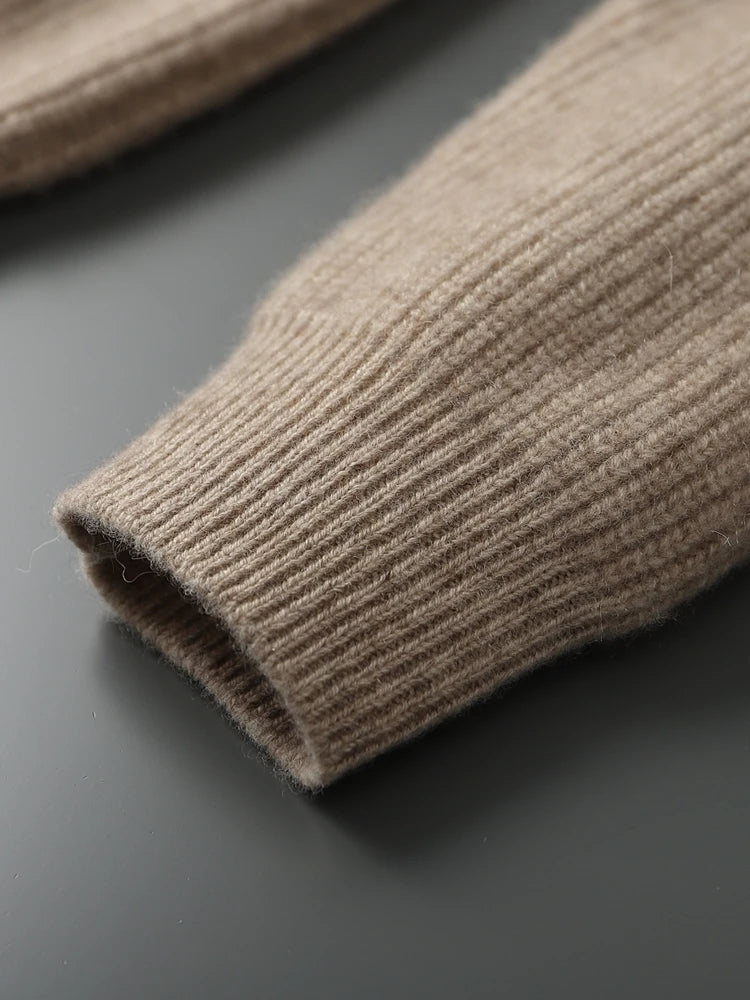 Cuff detail of the men’s Dark Vanilla cashmere sweater — From Borcelleclothes.