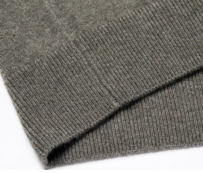 Bottom hem detail of the Serpentine vertical ridge cashmere sweater – From Borcelleclothes.