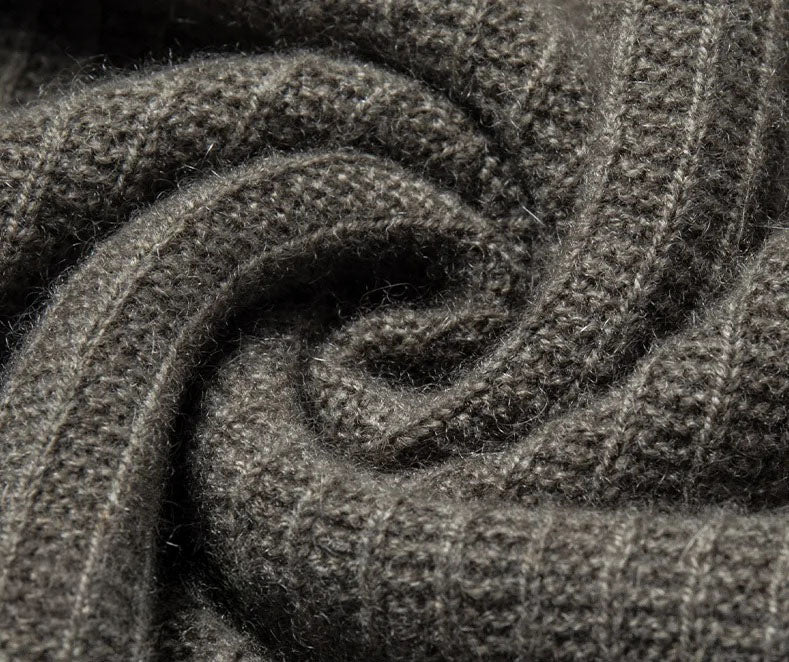 Spiral-folded Serpentine vertical ridge cashmere sweater showing texture – From Borcelleclothes.