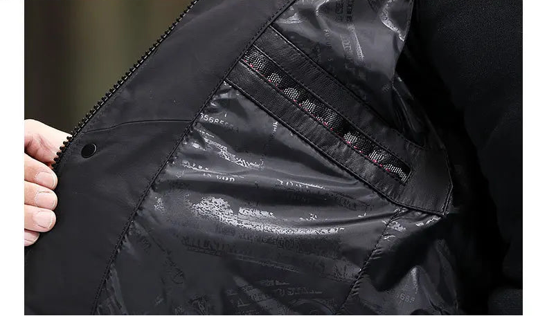 Interior lining of the Abyss cowhide down coat — From Borcelleclothes.