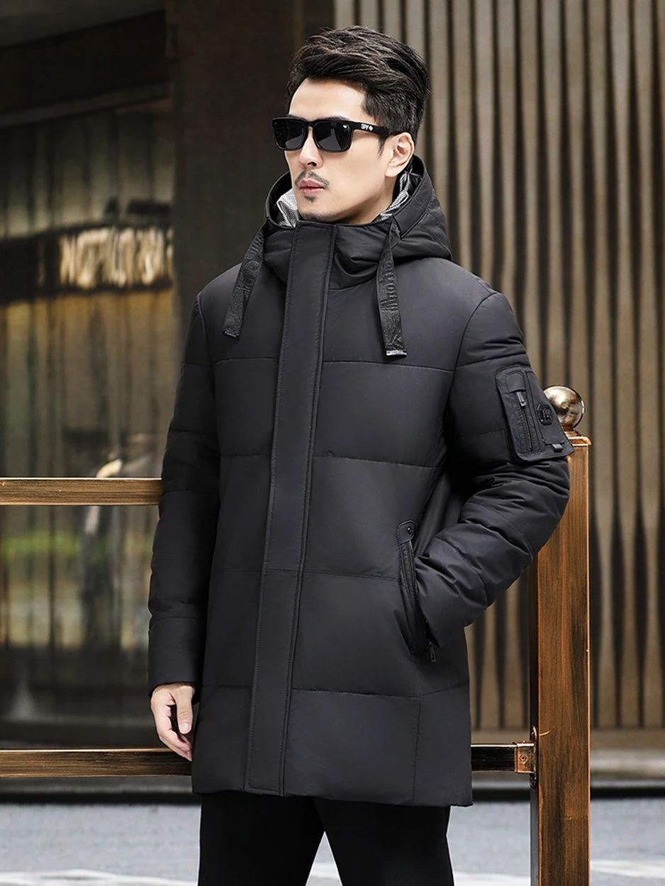 Model turned slightly side, showing coat structure and shoulder line — From Borcelleclothes.