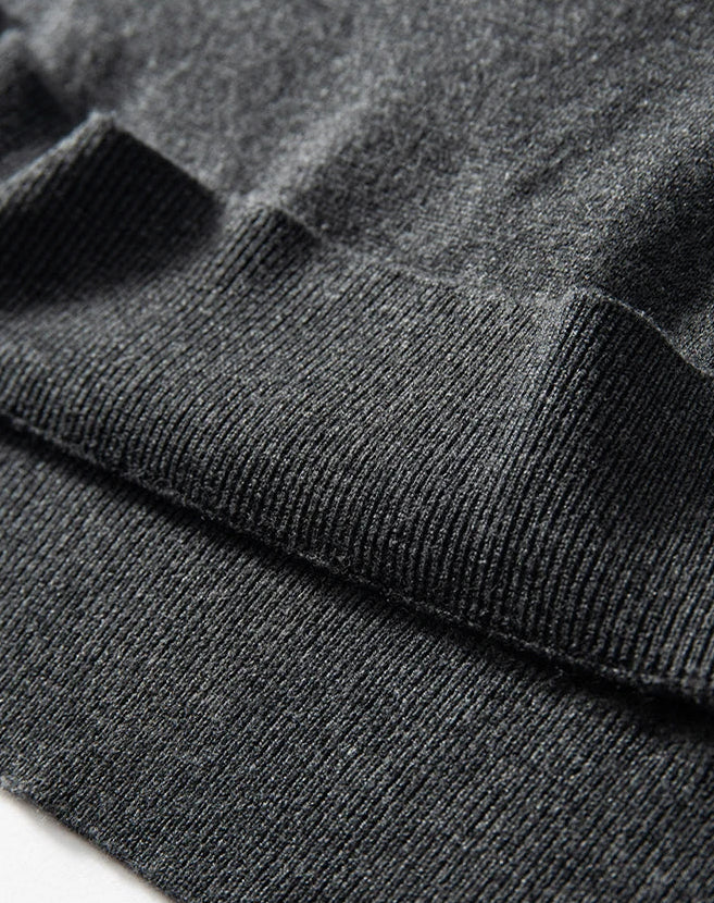 Men’s fine-knit silk-cashmere T-shirt in Payne's Grey – ribbed bottom hem offers gentle structure to the lightweight fabric. From Borcelleclothes.