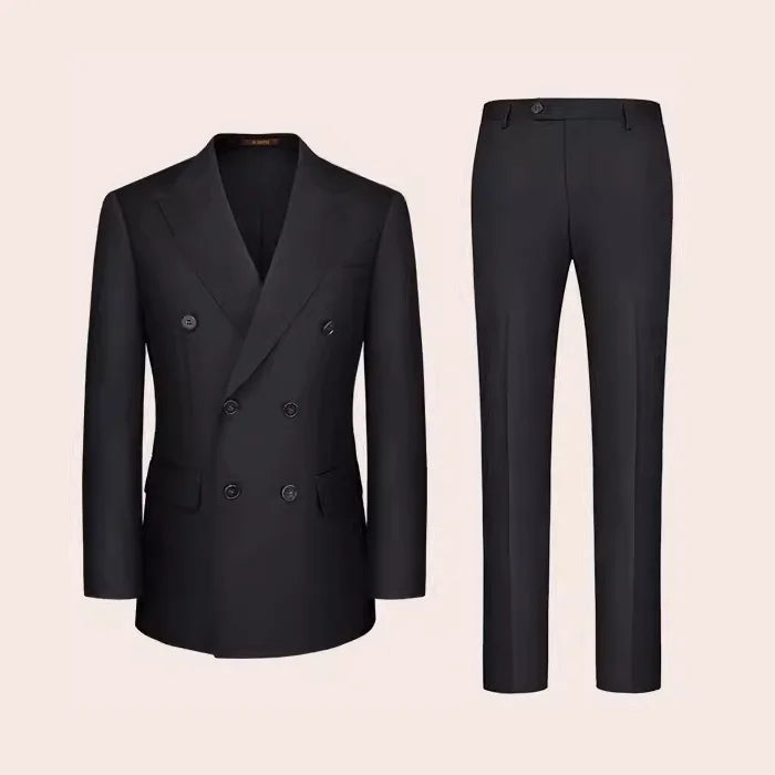Onyx two-piece suit with blazer and trousers — sleek, sharp, and uncompromising. From Borcelleclothes.