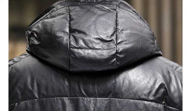 Back of hood with striped black-yellow belt and metal tips — From Borcelleclothes.