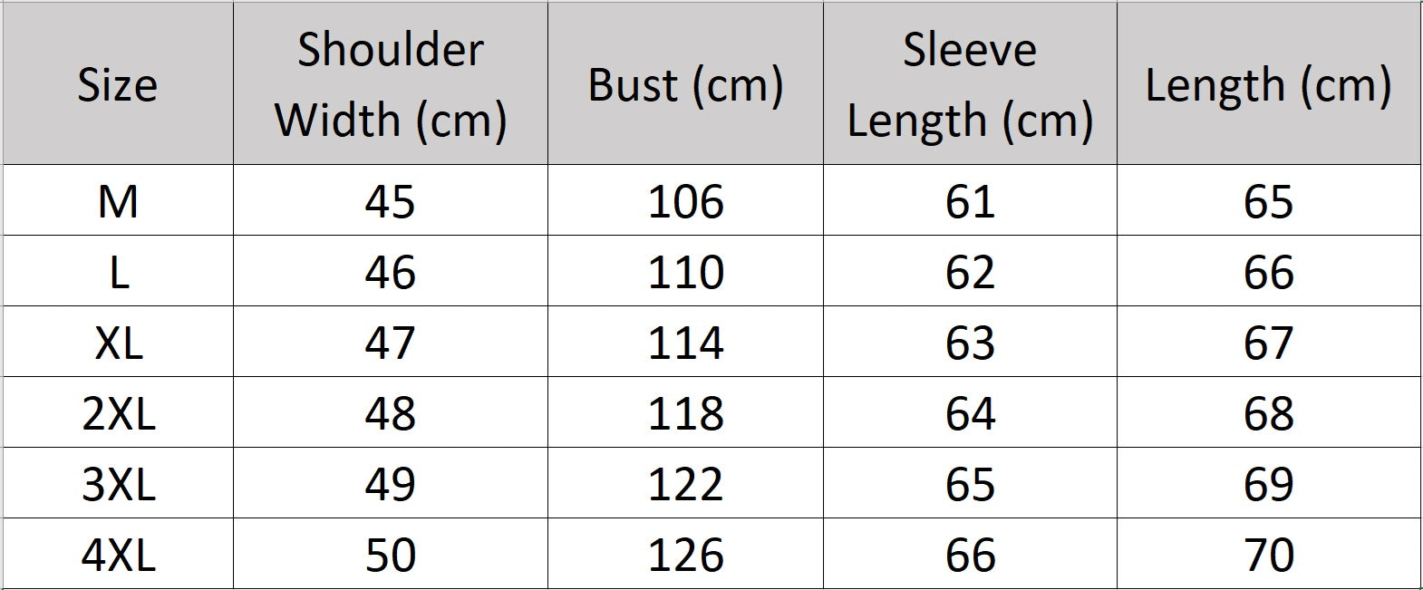 Men’s size chart for a sheepskin leather jacket in Mercury — features graphic topstitching, twin chest zippers, and a clean front design shaped by flow — From Borcelleclothes.