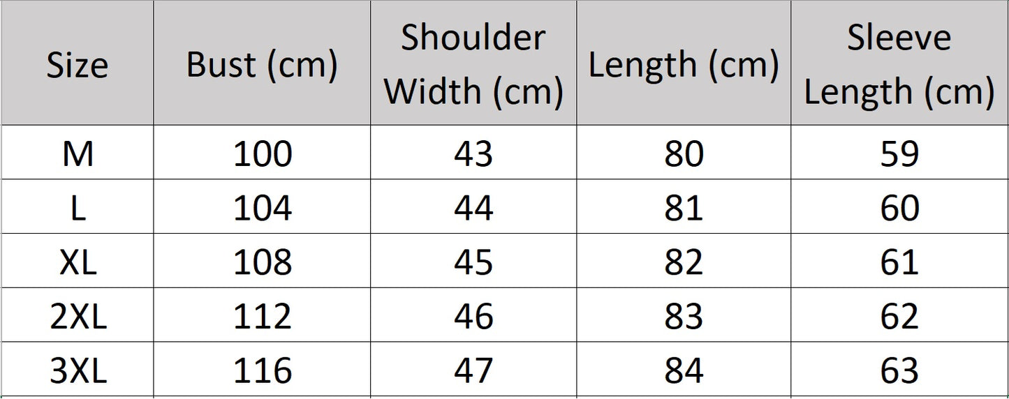Men’s size chart for a mid-length double-faced wool coat with notch lapels, single-breasted front, and hand-finished seams—refined for the city, ready for the drive. From Borcelleclothes.