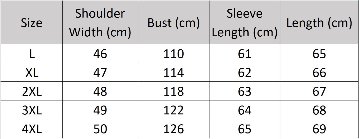 Men’s size chart for a goatskin leather jacket with mink collar, integrated zipped pockets and structured silhouette — From Borcelleclothes.