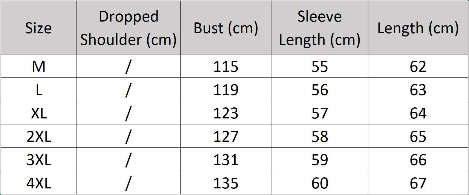 Men’s size chart for a sheepskin moto-inspired jacket, with cropped silhouette, contrast trims, metal accents, and broad collar — From Borcelleclothes.