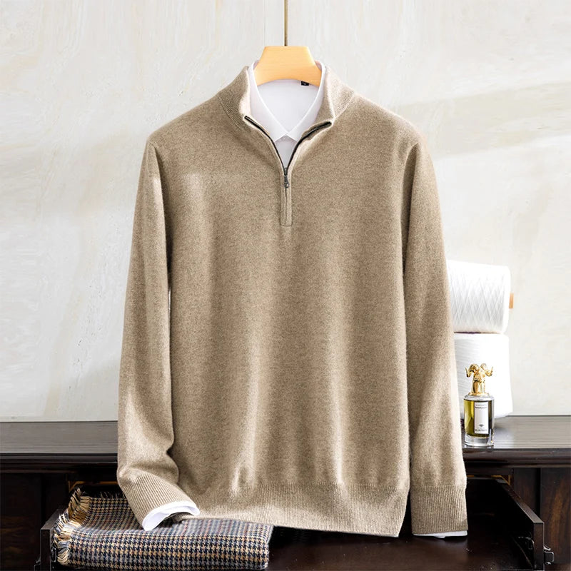 Men’s plain stitch cashmere sweater in Sandrift, featuring a classic silhouette, made from 100% cashmere — a quiet statement of presence and reliability.
— From Borcelleclothes.
