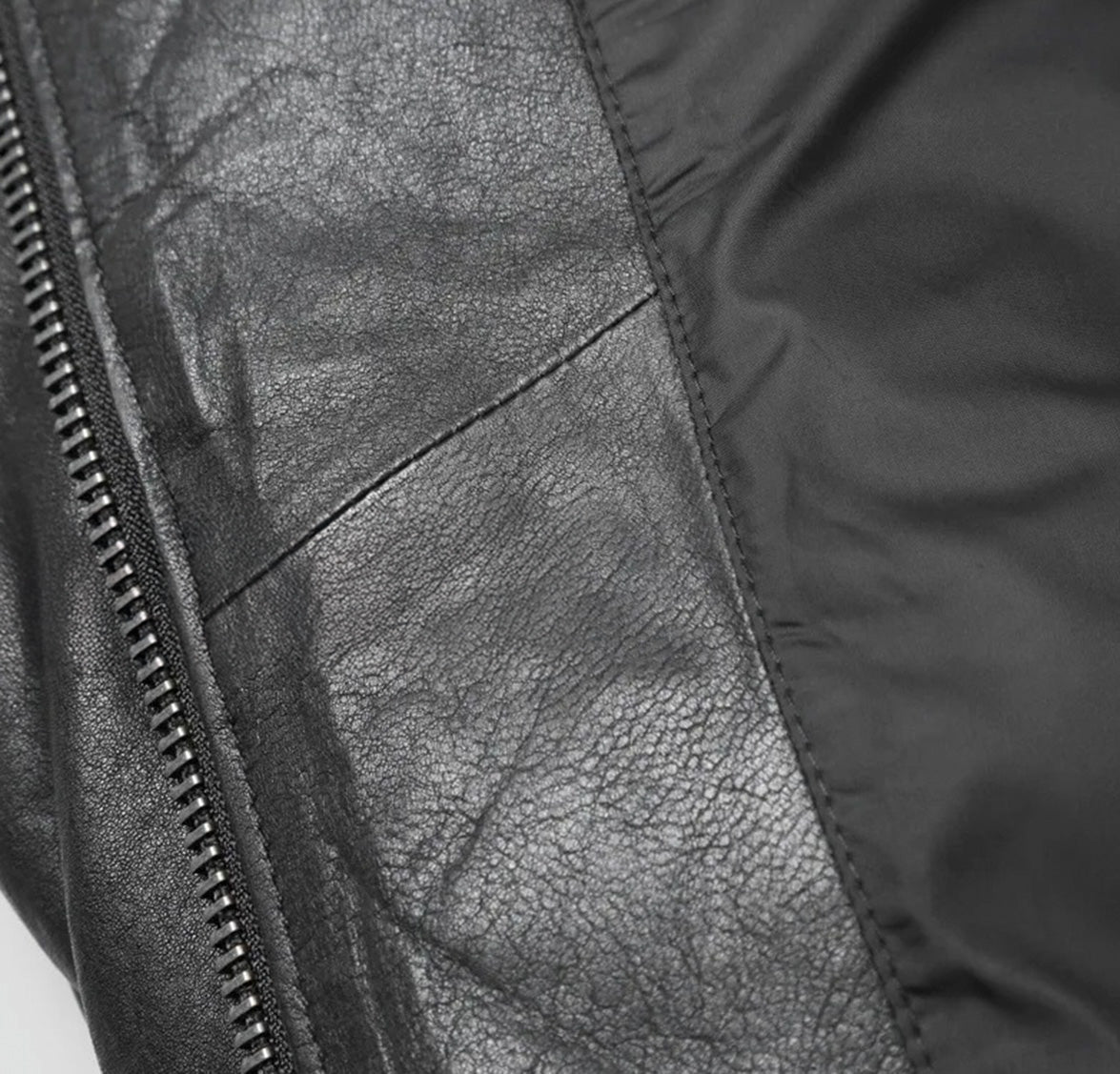 Close-up of interior lining in Black Magic sheepskin jacket — From Borcelleclothes.