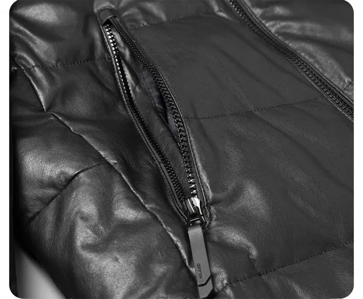 Diagonal zippered side pocket detail cut into the front panel, showcasing technical precision — From Borcelleclothes.