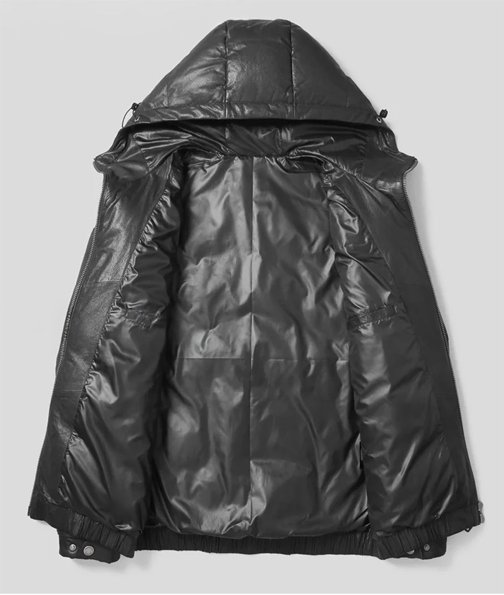 Black Magic jacket laid flat with front unfolded to show lining – From Borcelleclothes