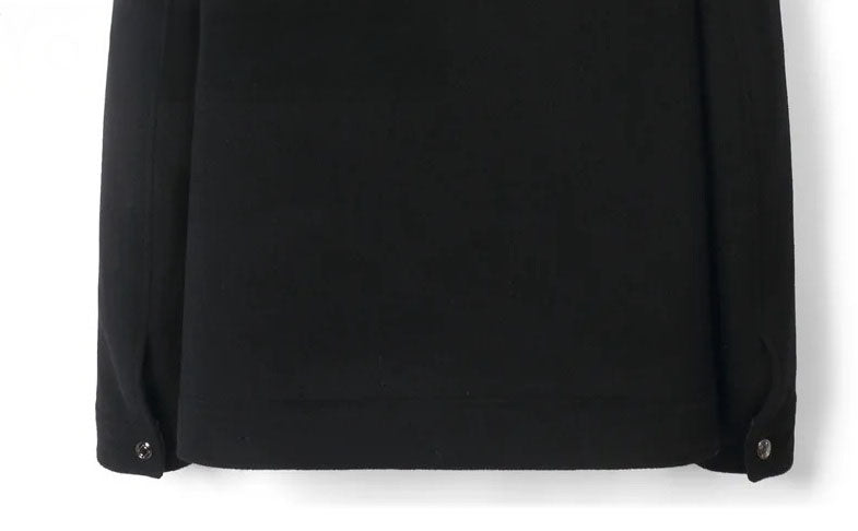 Onyx structured leather-wool jacket for men, back view of lower section – From Borcelleclothes.