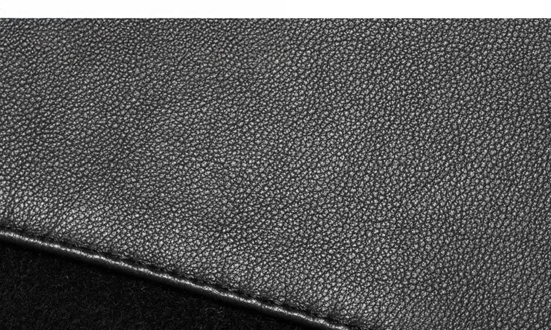 Onyx structured leather-wool jacket for men, close-up of leather texture – From Borcelleclothes.