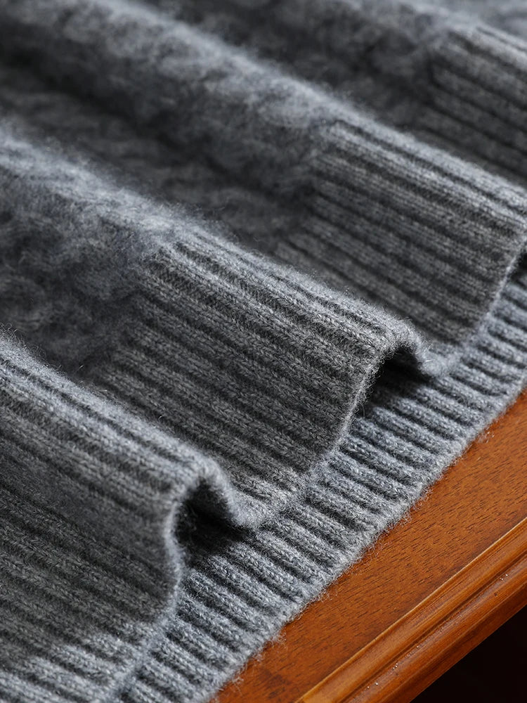 Bottom hem in 2×2 ribbed finish on the Davy Grey V-neck cashmere sweater — From Borcelleclothes.