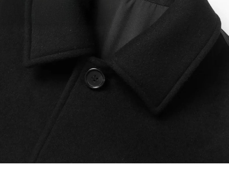 Onyx collar of men's wool-cashmere jacket with leather traces – From Borcelleclothes.