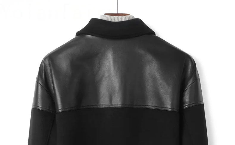 Upper back part of Onyx men's wool-cashmere jacket with leather traces – From Borcelleclothes.
