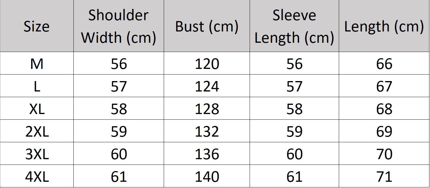 Men's size chart for a wool-cashmere jacket with leather traces, combining soft tailoring with refined leather accents for a look between charm and shadow. From Borcelleclothes.